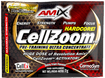 Předtréninkový stimulant (Pre-Workout) Amix CellZoom 7g modrá malina