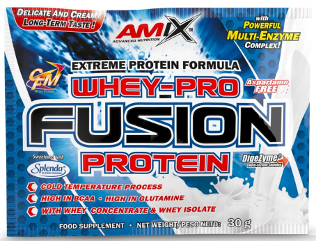 Syrovátkový proteinový prášek Amix Pro Fusion 30g dvojitá bílá čokoláda