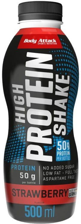 Proteinový mléčný nápoj Body Attack High Protein Shake 500 ml jahoda