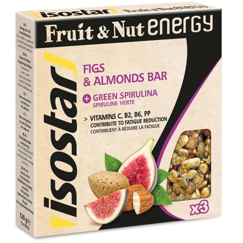 Isostar Fruit & Nut Energy – fíky, mandle, spirulina, 3x40g