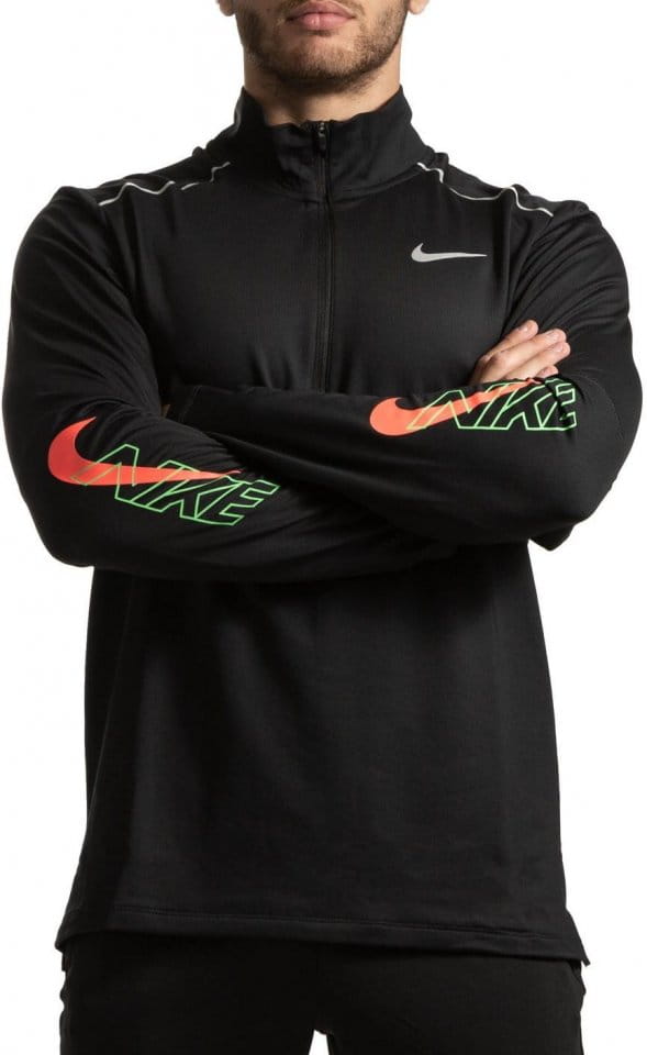 Pánské běžecké tričko s dlouhým rukávem a polovičním zipem Nike Flash Air