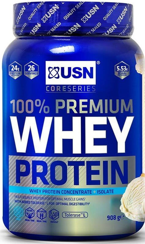Syrovátkový proteinový prášek USN 100 % Premium 908 g vanilka