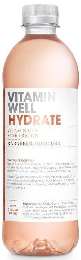 Vitamínový nápoj Vitamin Well Hydrate Jahoda Rebarbora 500ml