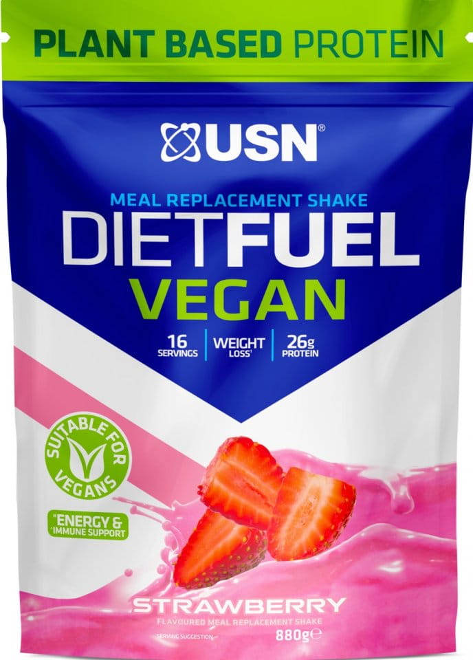 Veganský proteinový prášek USN Diet Fuel Vegan 880 g jahoda